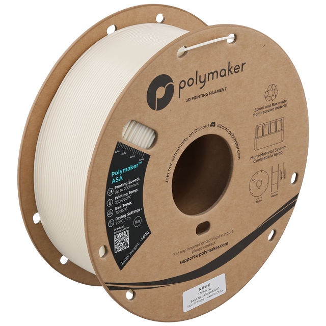 Polymaker ASA Filament in Natural, 1,75 mm, 1 kg auf der Kartonspule